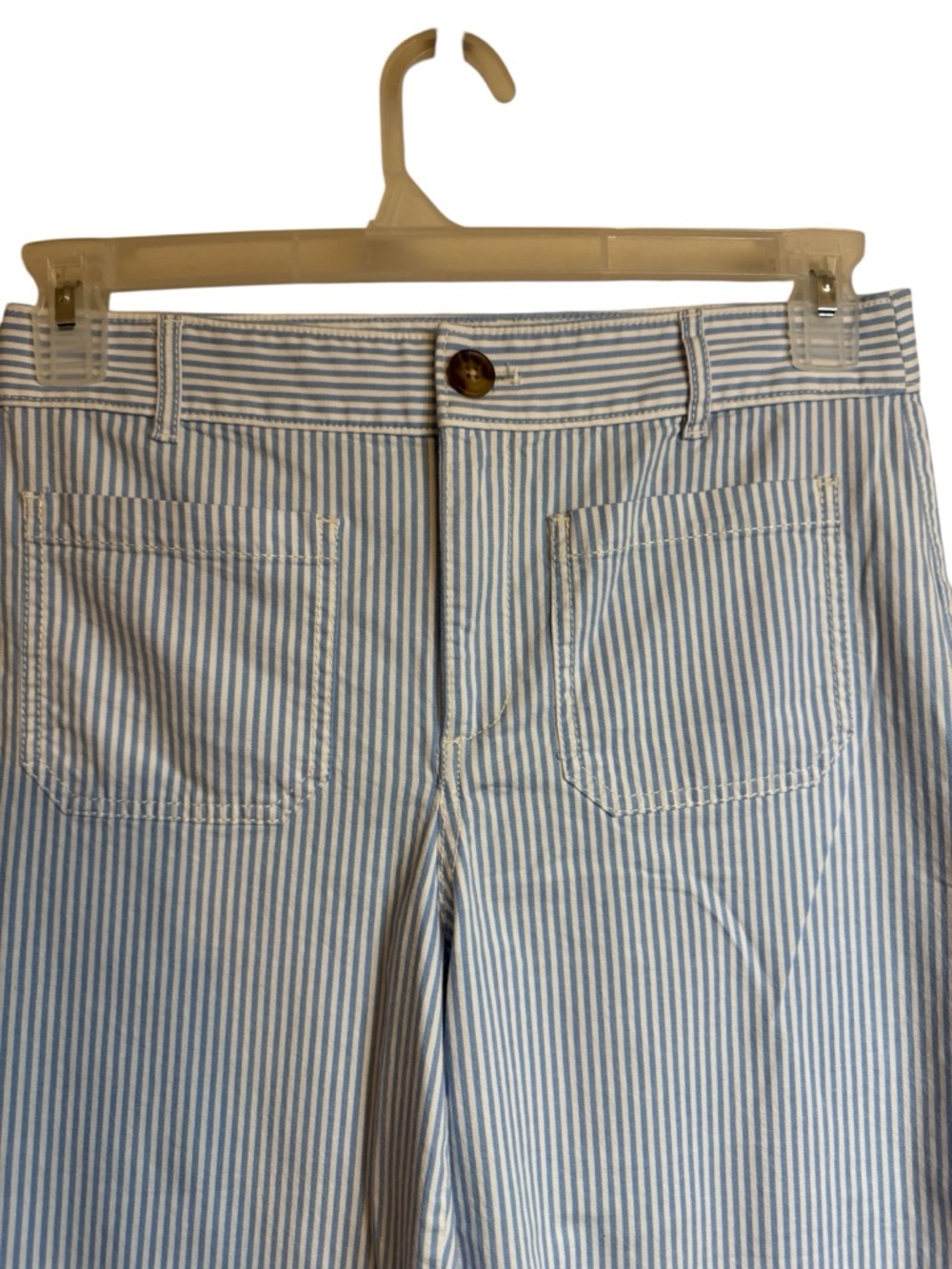 ANN TAYLOR LOFT Blue/White Striped *THE PALMER WIDE LEG* PANTS   6PETITE     #10 - Picture 2 of 8